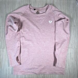 Womens Best Long Sleeve Athletic Top Pink Heathered Thumbhole Size 2XL